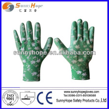 13G printed patterns nylon shell work nitrile glove